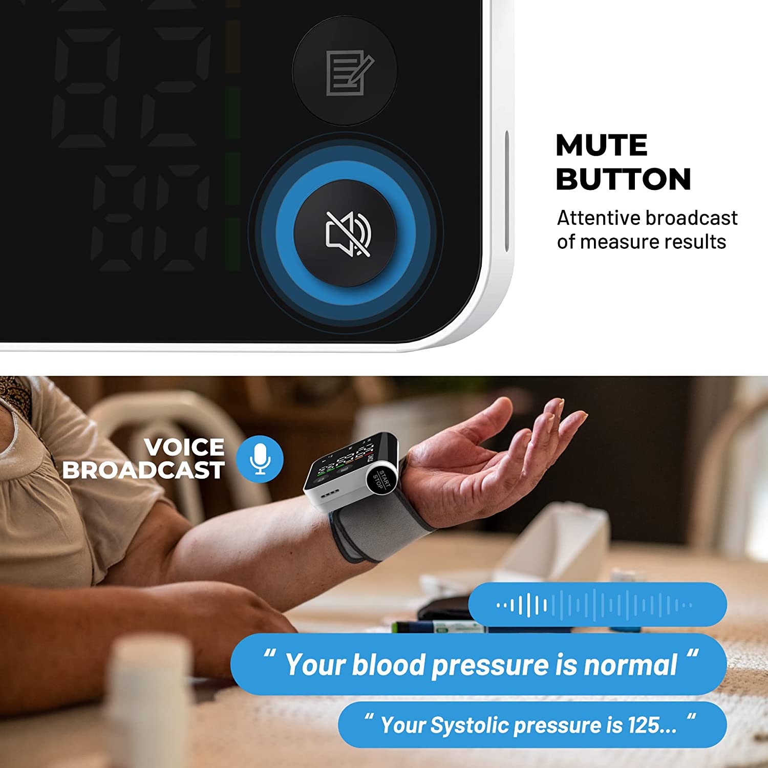 Portables Blood Pressure Monitor With Voice, Wrist Blood Pressure