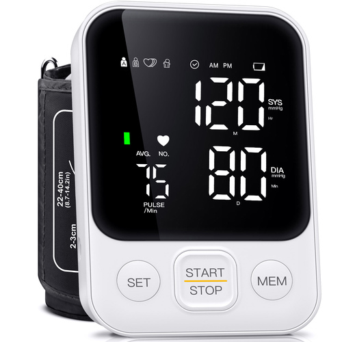 C02-White Blood Pressure Monitor Upper Arm Blood Pressure Monitors for Home Use BP Machine